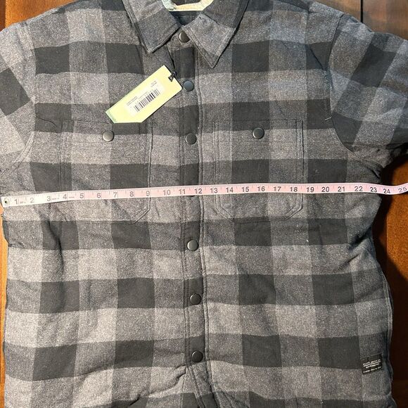 Silver Jeans Co Men’s XL Sherpa Lined Flannel Jacket Black Gray Plaid Snap Front - Picture 6 of 8